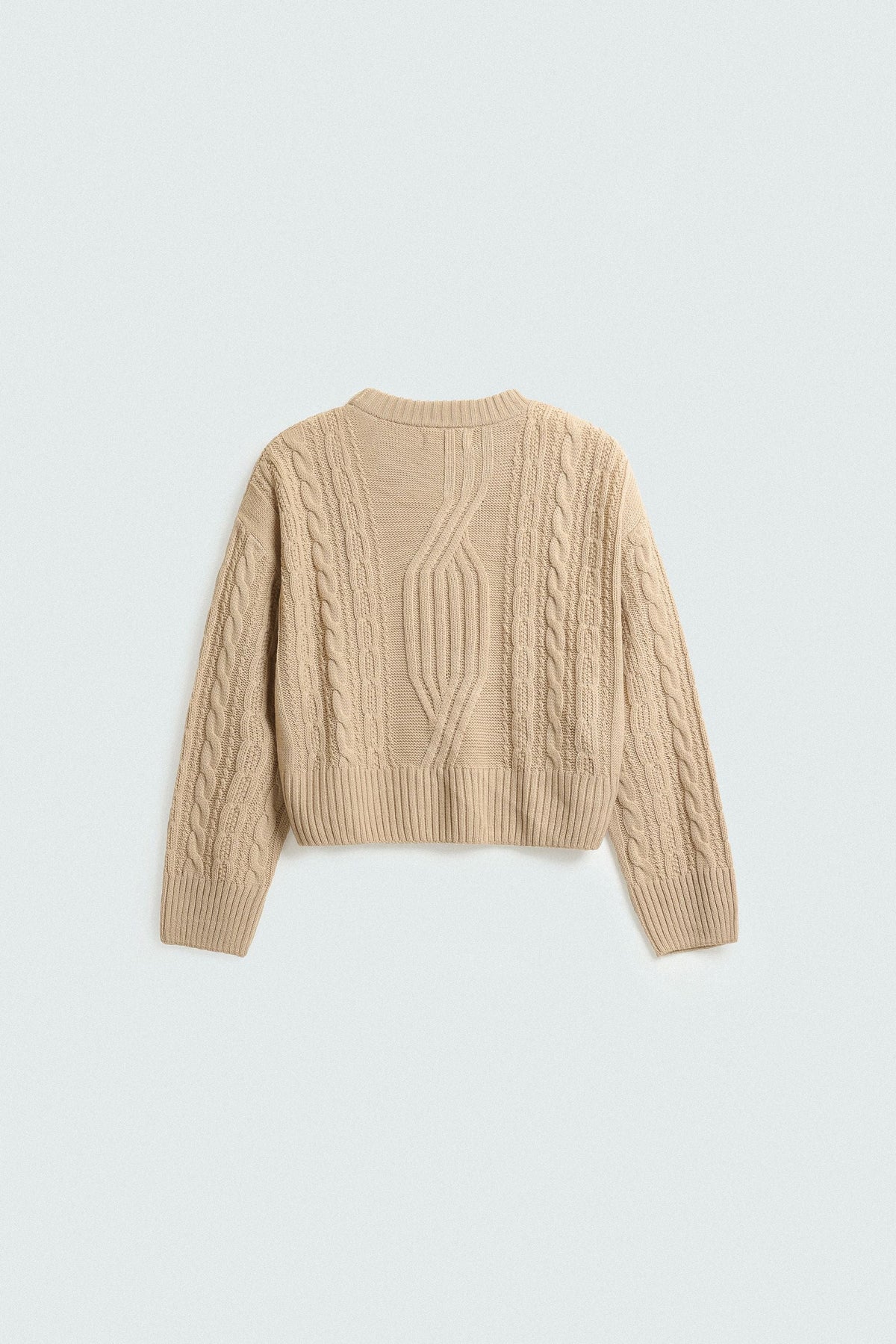 Cropped Cable Knit Sweater