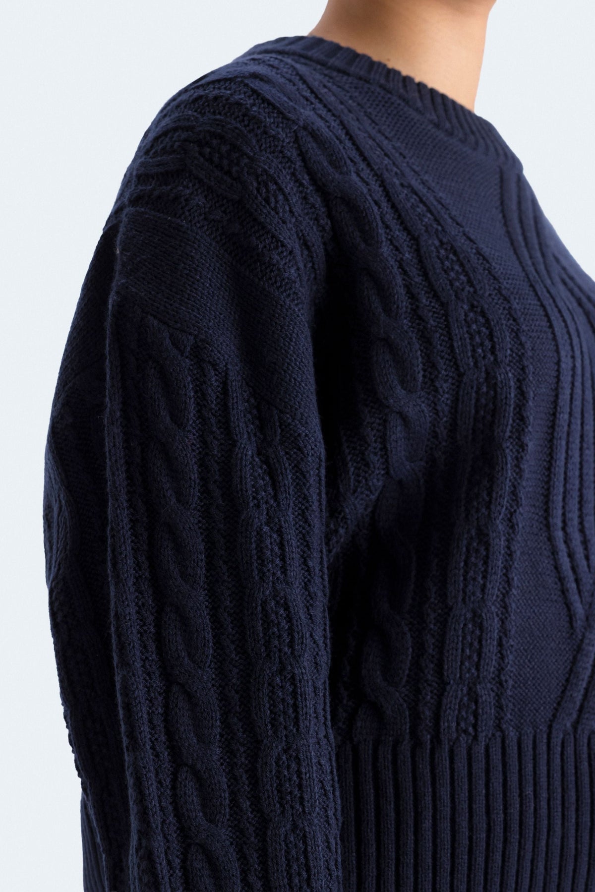 Cropped Cable Knit Sweater