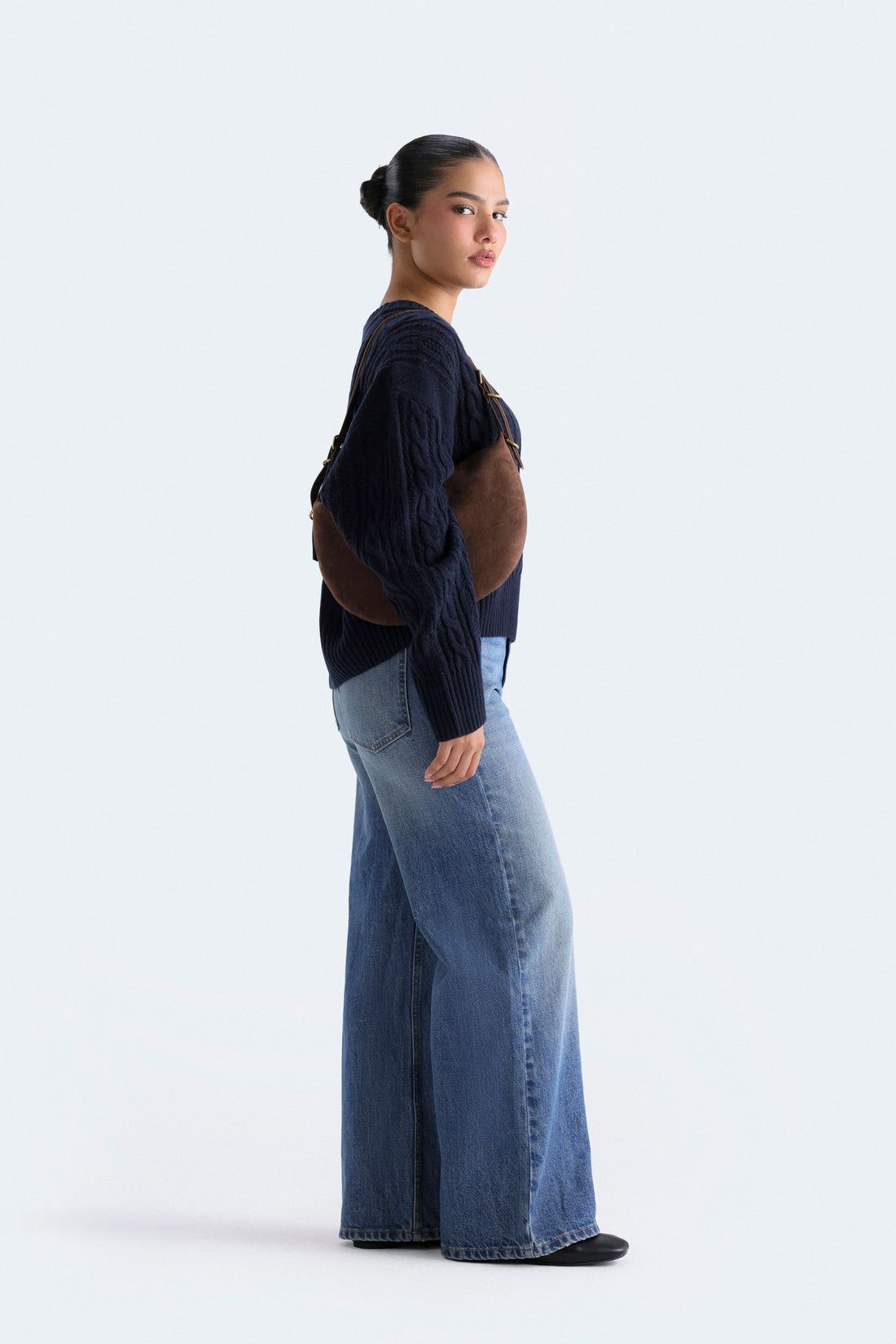 Cropped Cable Knit Sweater